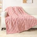 Lightweight Warm Fleece Throw Blanket for Couch, Super Soft Warm Lightweight Checkered Pattern Blanket for All Seasons, Pink, 50"x60" - Luxury Knitted Decorative Throw Blanket with Fringes - Default Title
