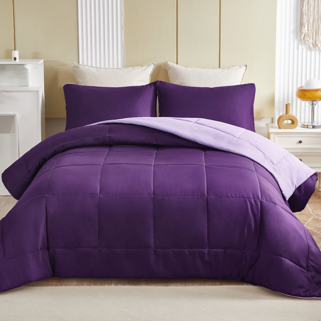 Luxurious Quilted Lightweight Reversible 3-Piece Comforter Set All Seasons, Down Alternative Comforter with 2 Pillow Shams, Queen Size,... - Luxurious Quilted Duvet Cover Set - Default Title