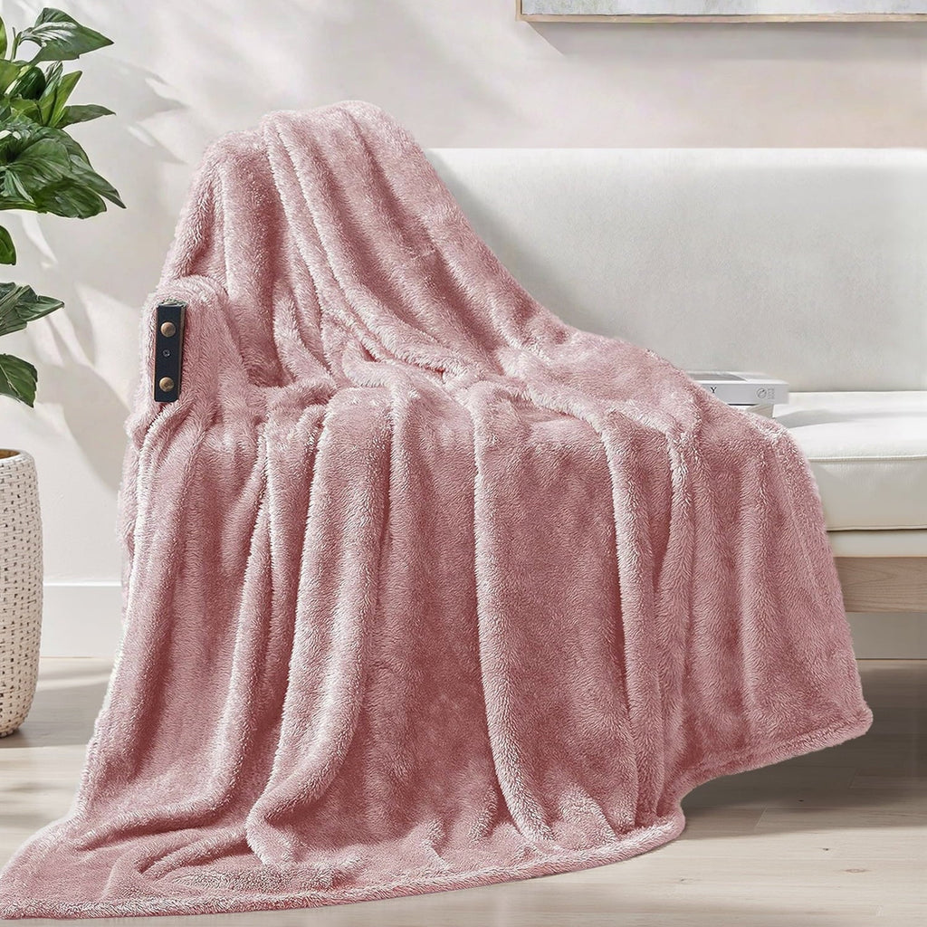 Lightweight Warm Plush Fuzzy Large Fleece Throw Blanket (50" x 70", Dusty Pink)- Soft, Warm and Lightweight - Lightweight Plush Warm Blanket for All Seasons - Default Title