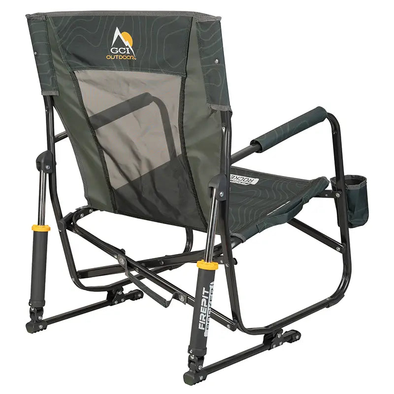 Patented Spring-Action FirePit Rocker - Choice 737 - Heavy-Duty Kickback Rocker with Beverage Holder Detail