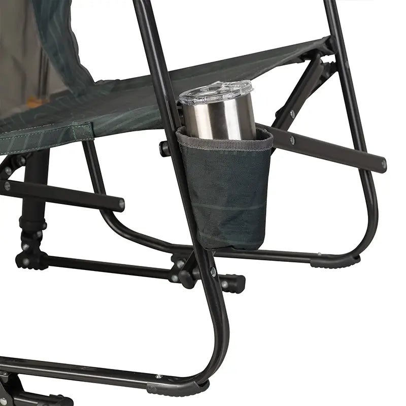 Patented Spring-Action FirePit Rocker - Choice 737 - Heavy-Duty Kickback Rocker with Beverage Holder Detail