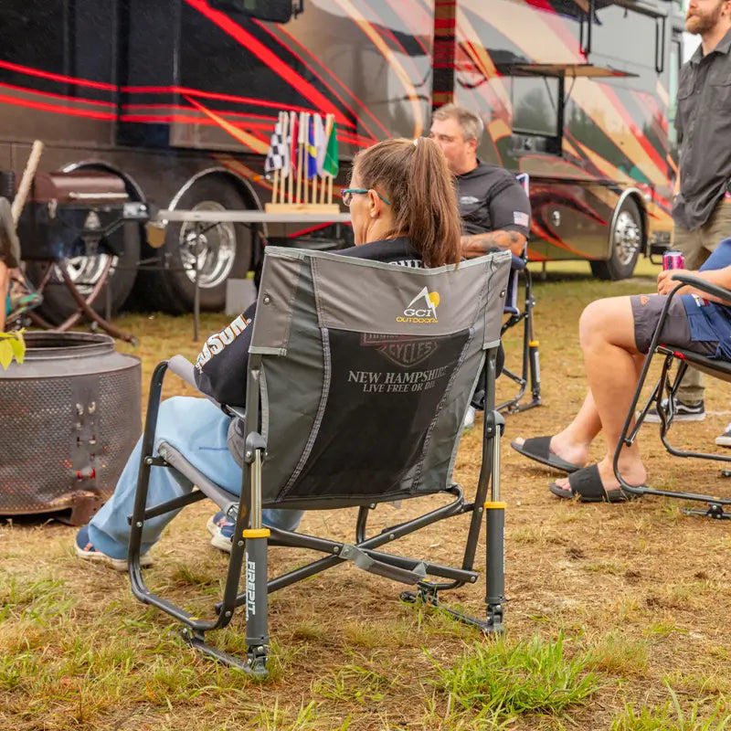 Patented Spring-Action FirePit Rocker - Choice 737 - Heavy-Duty Kickback Rocker with Beverage Holder Detail