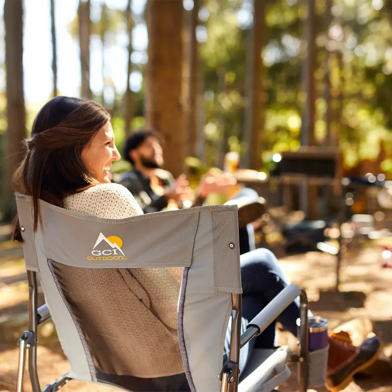 Patented Spring-Action FirePit Rocker - Choice 737 - Heavy-Duty Kickback Rocker with Beverage Holder Detail