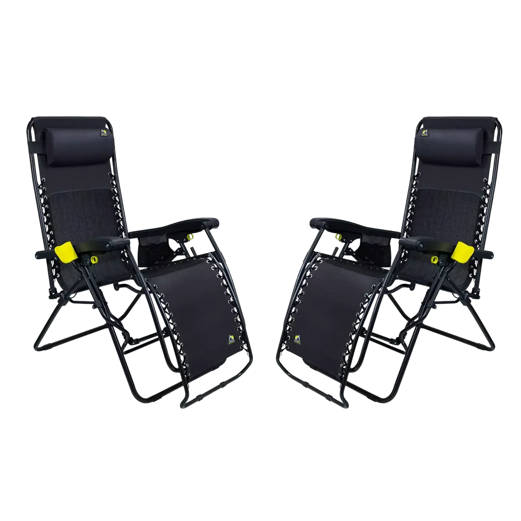Sand-Friendly Freeform Zero Gravity Lounger Bundle - Choice 507 - Multi-Position Outdoor Beach Chair with Pillow - Black