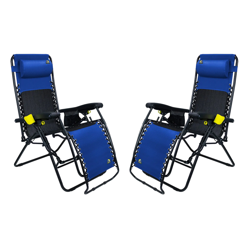 Sand-Friendly Freeform Zero Gravity Lounger Bundle - Choice 507 - Multi-Position Outdoor Beach Chair with Pillow - Royal Blue