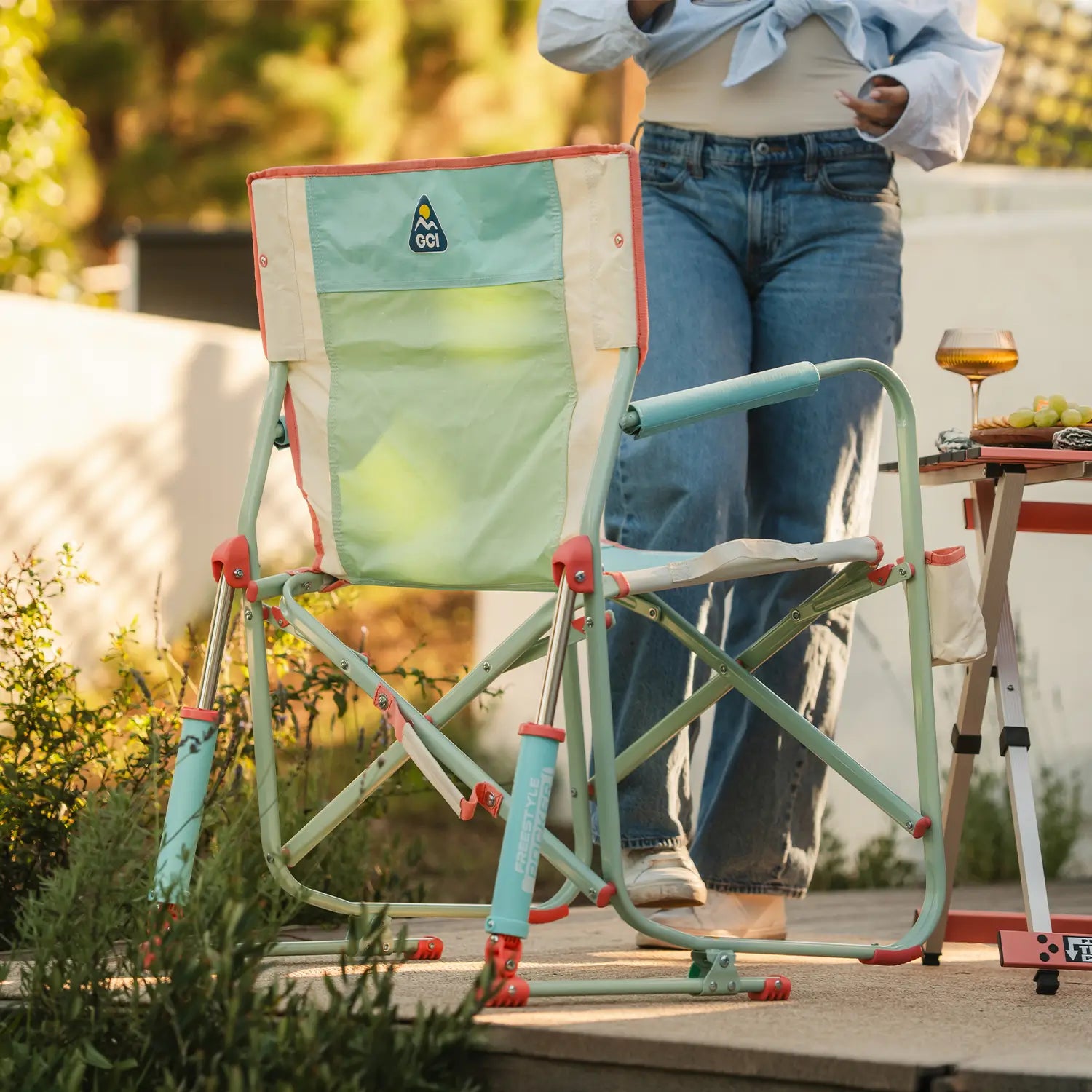Premium All-Weather Freestyle Rocker - Choice 711 - Patented Spring-Action Rocking Chair for Camping Detail