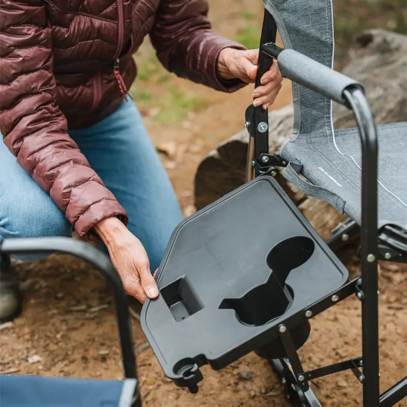 Premium All-Weather Freestyle Rocker with Side Table - Choice 853 - Patented Spring-Action Rocking Chair for Camping Detail