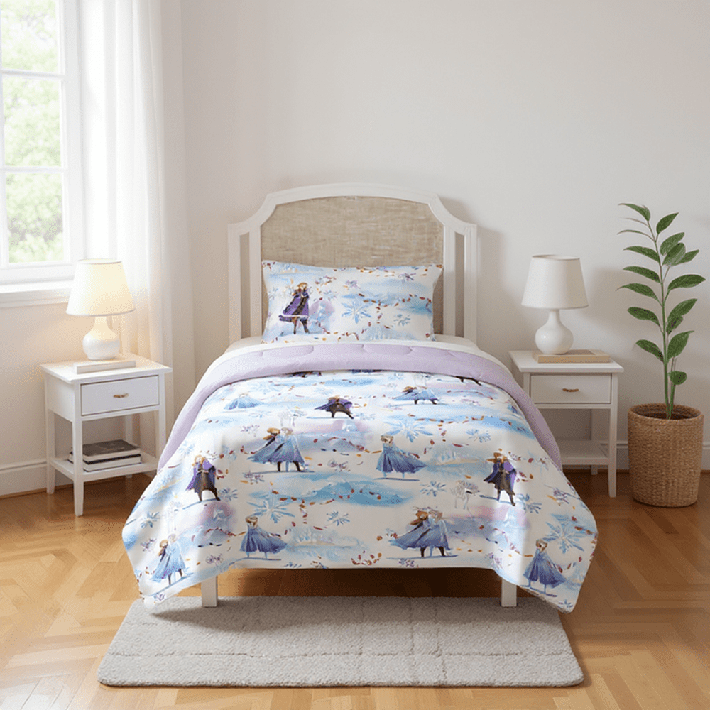 All-Season Frozen Winter Frost Adventures 2-Piece Twin/Full Reversible Comforter Set, Polyester Microfiber, Blue & Purple - Cloud-Like Soft Lightweight Bed Comforter - Default Title