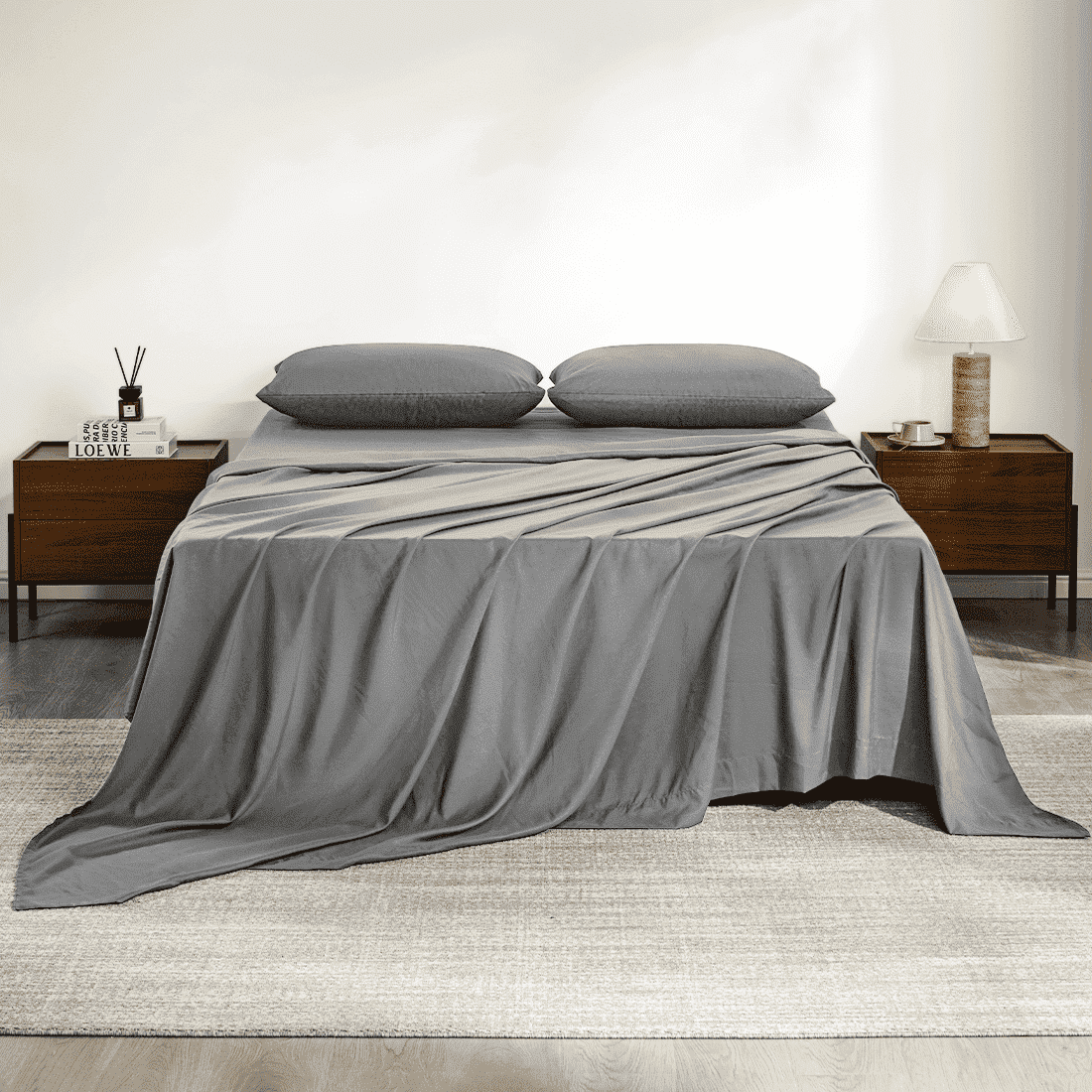 Cooling Sateen Full Size Bed Sheets, 4 Piece Sheets 14” Deep Pocket Sheet & Pillowcase Sets Soft Microfiber Luxury Bedding Fitted Sh... - Cooling Hotel Quality Bedding Sheets and Pillowcases - Default Title