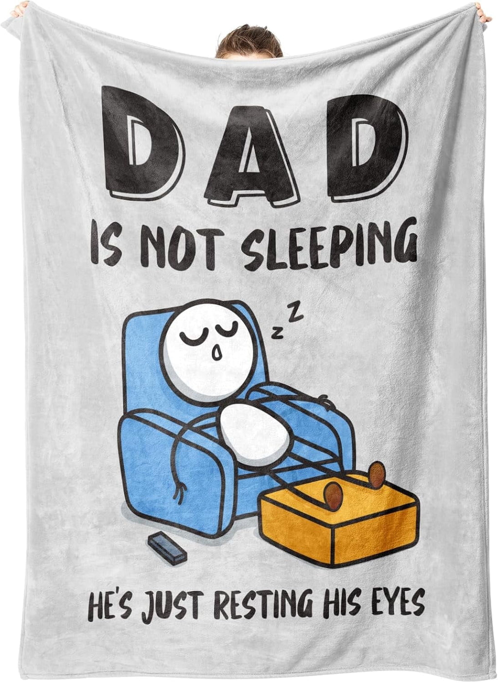 Cozy Fleece Funny Fathers Day Dad Gifts , Dads Birthday Gifts, Dad is Not Sleeping Blanket, Super Soft Throws Blanket for Napping - Super Soft Reversible Sherpa Flannel Blanket - Default Title