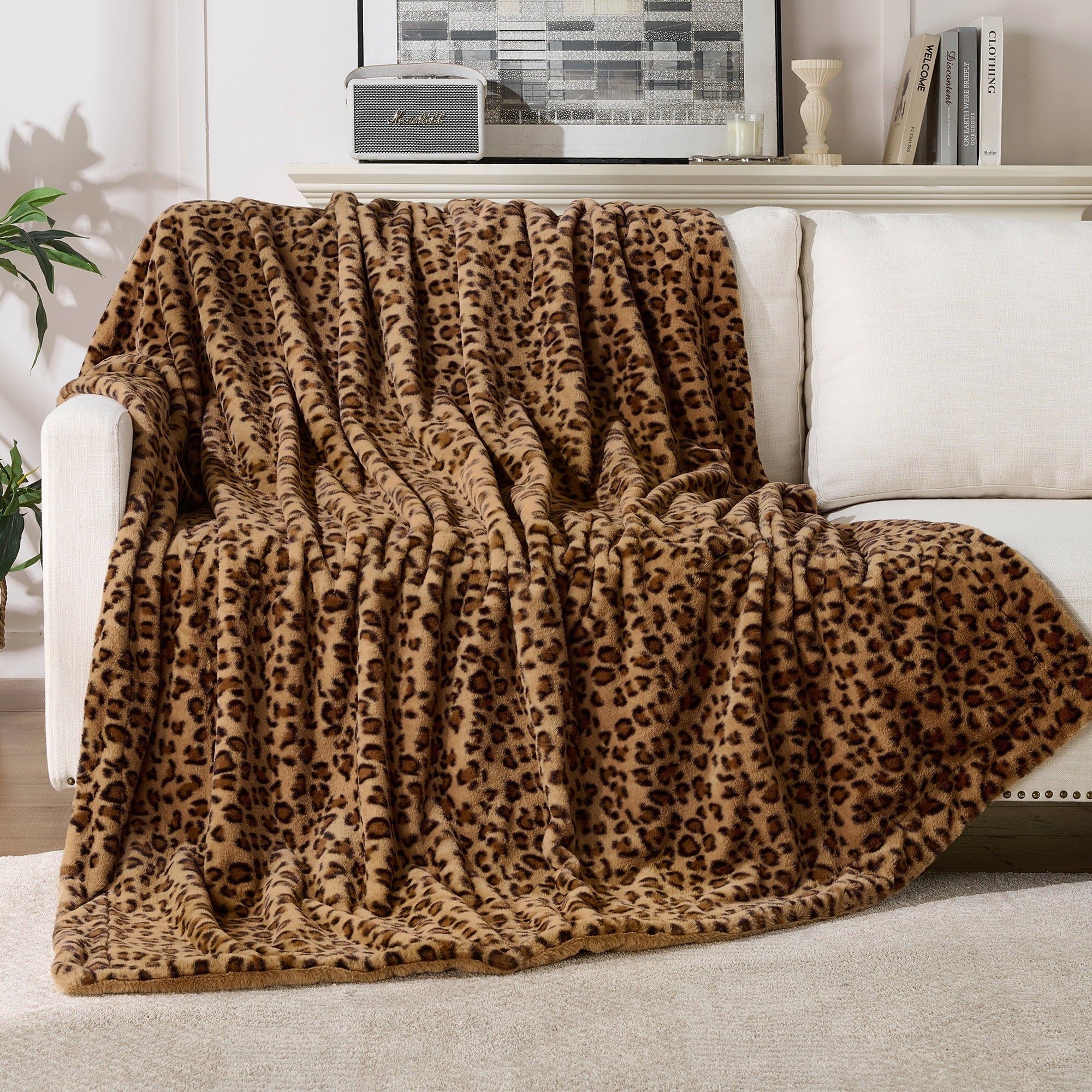 Lightweight Warm Leopard Print Throw Blanket Soft Cozy Fluffy Plush Cheetah Print Blanket for Home Decor,50"x60",Brown - Lightweight Plush Warm Blanket for All Seasons - Default Title
