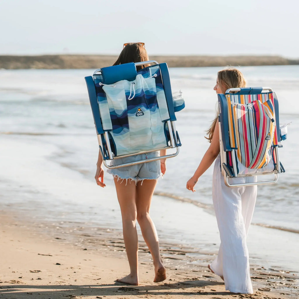Rust-Resistant Aluminum Backpack Beach Chair - Choice 709 - Multi-Position Outdoor Beach Chair with Pillow Detail