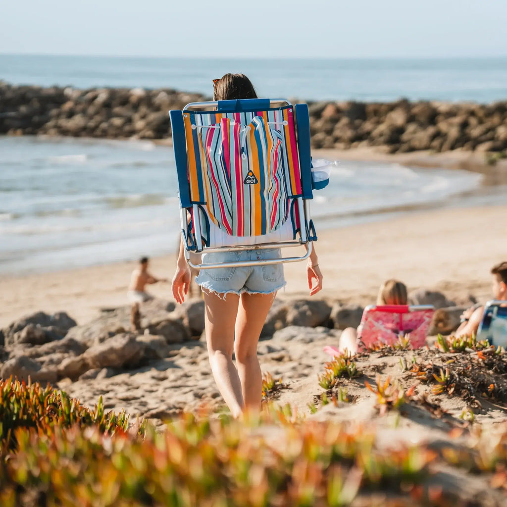 Rust-Resistant Aluminum Backpack Beach Chair - Choice 709 - Multi-Position Outdoor Beach Chair with Pillow Detail