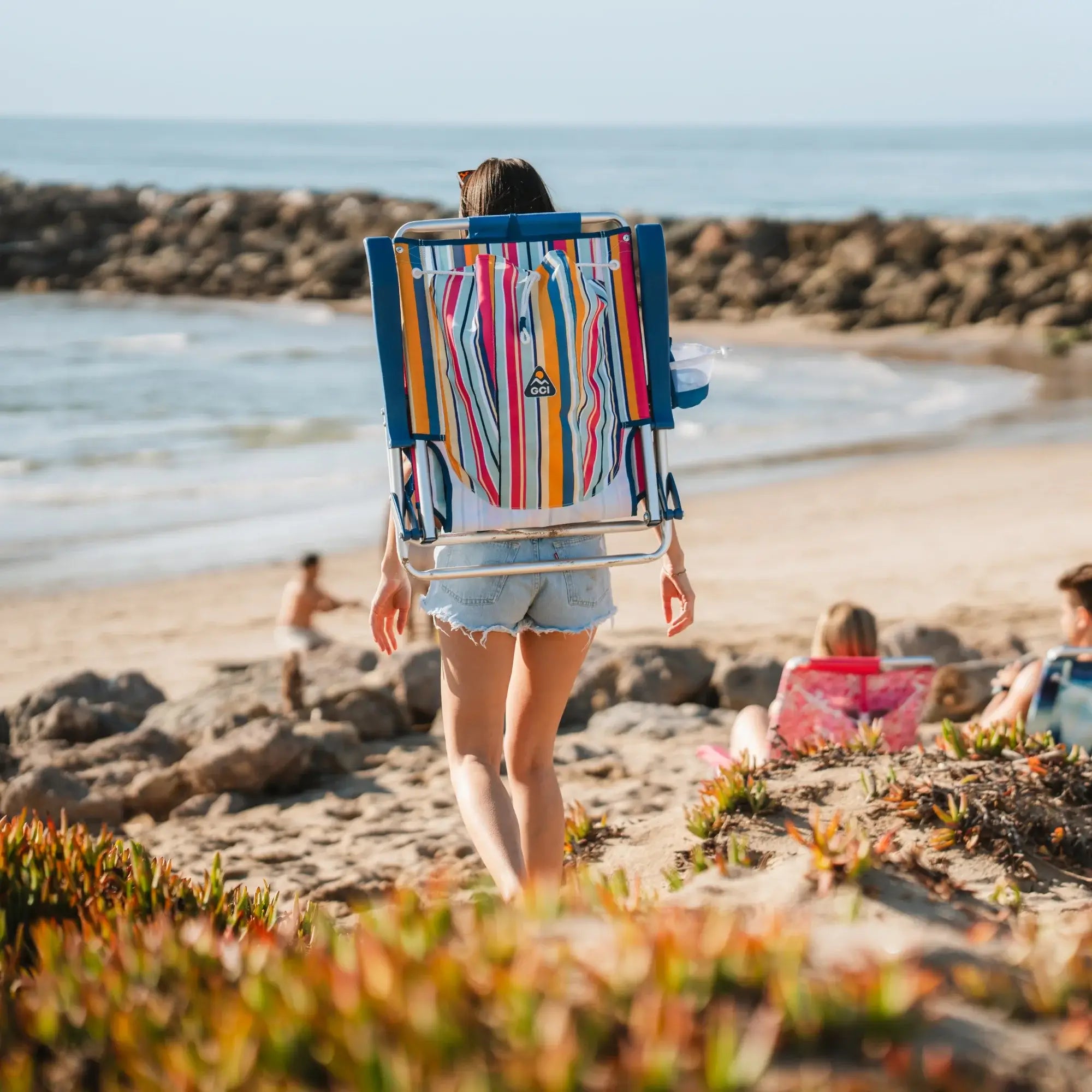 Rust-Resistant Aluminum Backpack Beach Chair - Choice 709 - Multi-Position Outdoor Beach Chair with Pillow Detail