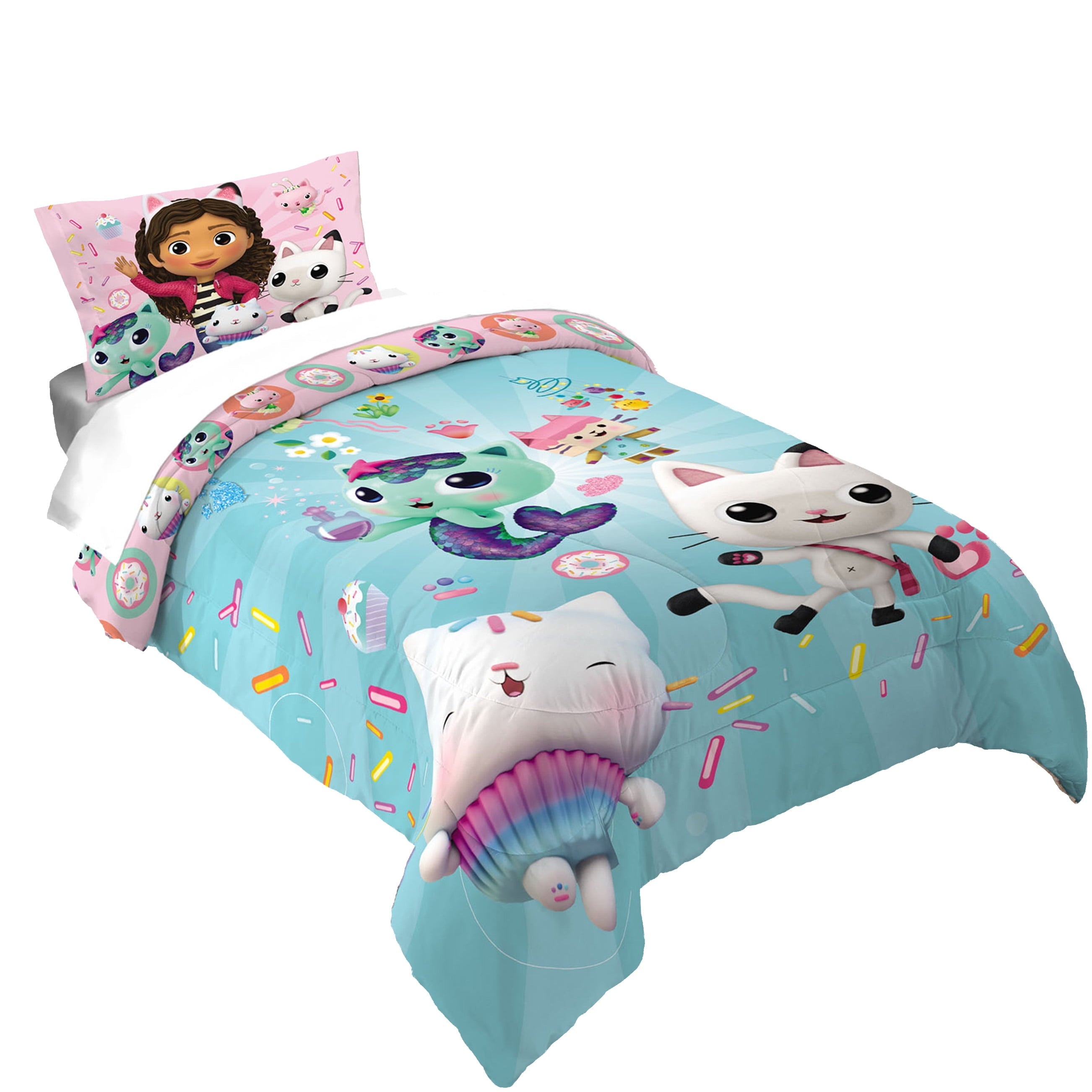 Luxurious Quilted Gabby's Dollhouse Kids Comforter and Pillowcase, 2-Piece Set, Twin/Full, Reversible - Cloud-Like Soft Lightweight Bed Comforter - Default Title