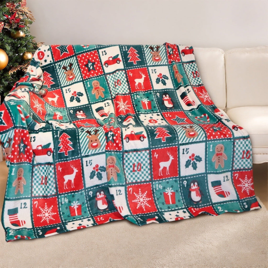 Reversible Sherpa Cozy Blanket Printed Blanket Throw Christmas Blanket - 300 GSM Fleece Blanket Throw Size Blanket for Home Decoration,... - Lightweight Plush Warm Blanket for All Seasons - Default Title