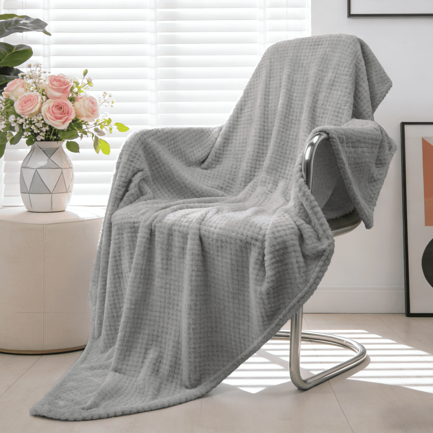 Super Soft Flannel Soft Jacquard for Couch, Waffle Weave Fuzzy s for Home Decor, Lightweight and Warm Bed s for Bed Sofa Office Travel - Luxury Knitted Decorative Throw Blanket with Fringes - Default Title
