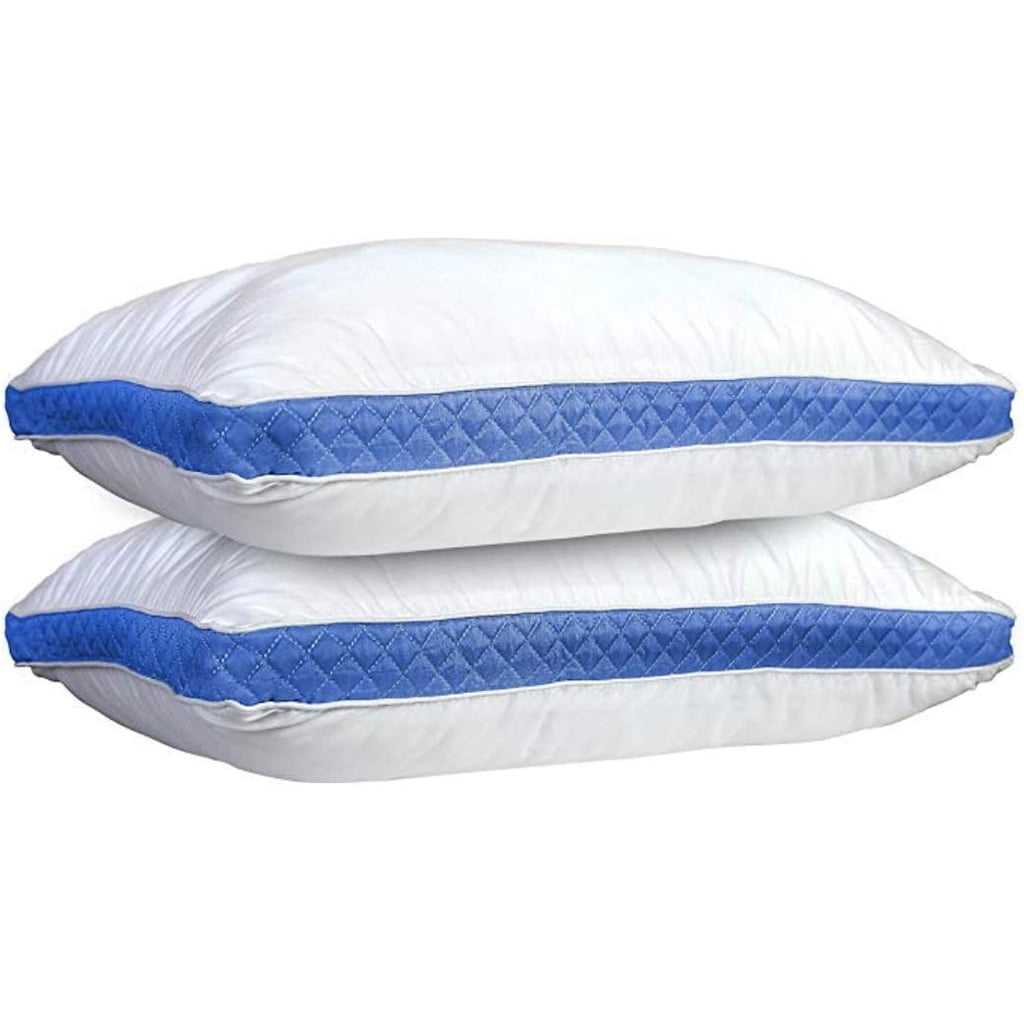Ergonomic Memory Foam Gusseted Quilted King Size Bed Pillows Set of 2, Blue Bed Pillows for Side Sleepers and Back Sleepers - Decorative Throw Pillow Cushion for Sofa & Bed - Default Title