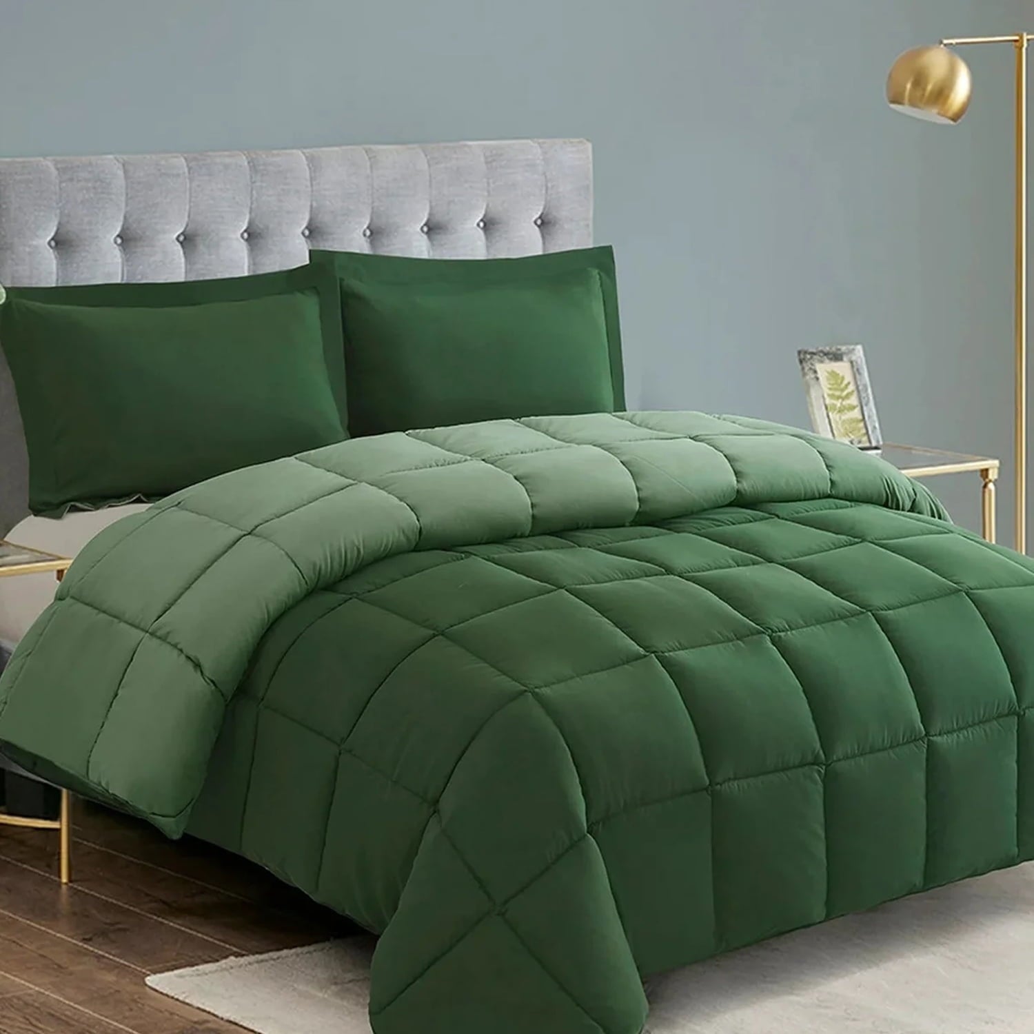 Hypoallergenic Cloud Light Weight Down Alternative Comforter Set, Queen, Green, Reversible - All-Season Down Alternative Comforter Insert - Default Title
