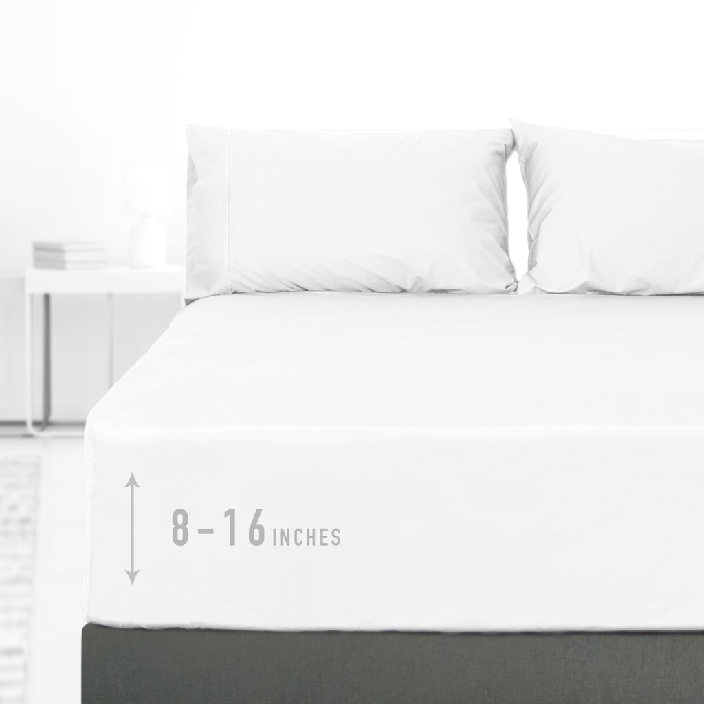 Cooling Sateen 100% Cotton Queen Size Fitted Sheet Only, 300 Thread Count White Fitted Bed Sheet with 22” Extra Deep Pocket, Soft & ... - Breathable Egyptian Cotton Flat & Fitted Sheets - Default Title