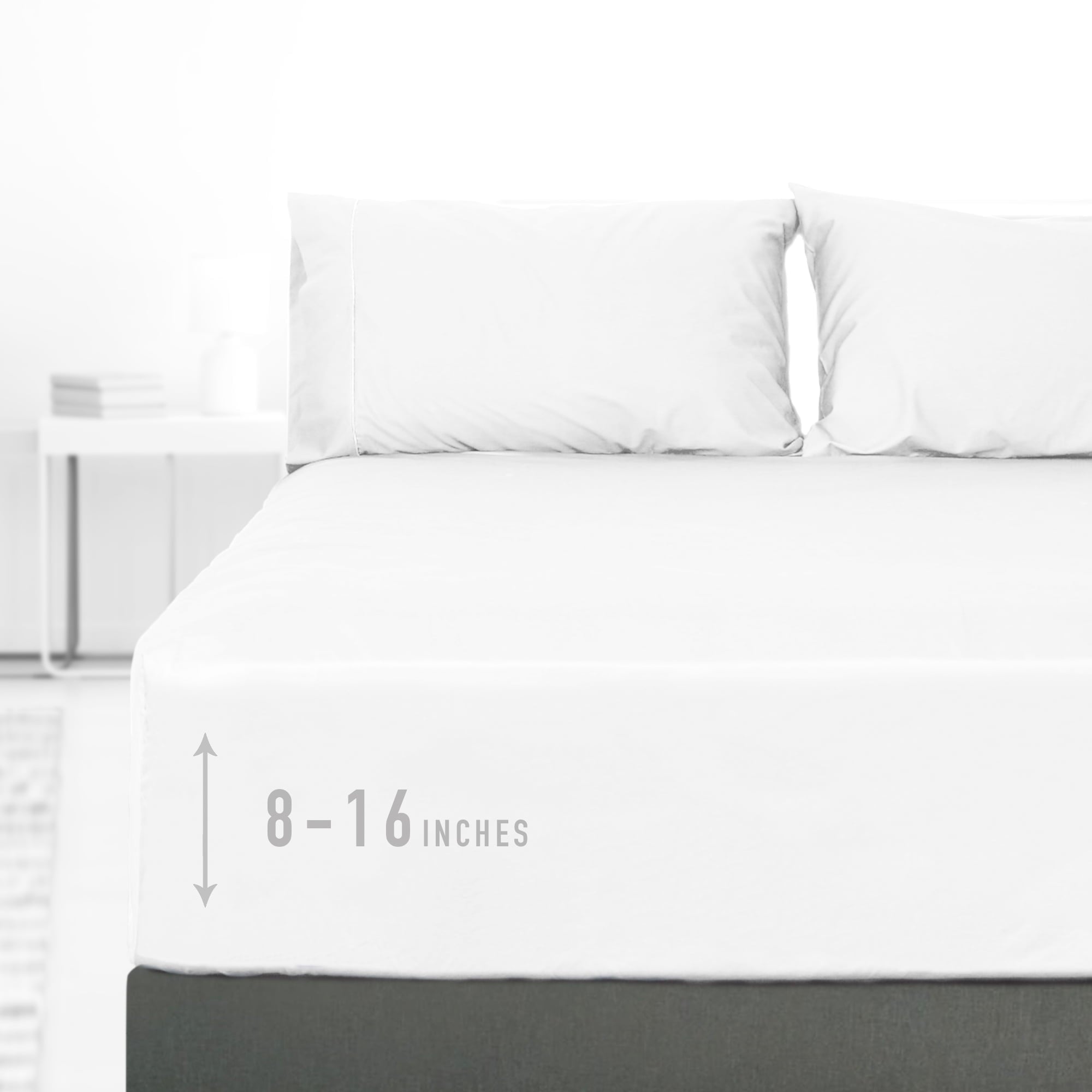 Cooling Sateen 100% Cotton Queen Size Fitted Sheet Only, 300 Thread Count White Fitted Bed Sheet with 22” Extra Deep Pocket, Soft & ... - Breathable Egyptian Cotton Flat & Fitted Sheets - Default Title