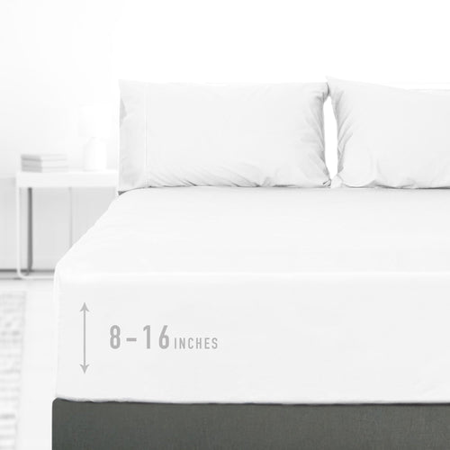 Cooling Sateen 100% Cotton Queen Size Fitted Sheet Only, 300 Thread Count White Fitted Bed Sheet with 22” Extra Deep Pocket, Soft & ... - Breathable Egyptian Cotton Flat & Fitted Sheets - Default Title