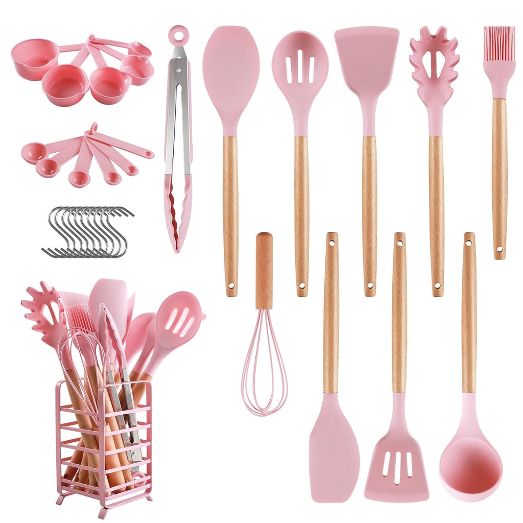 Seamless One-Piece 32 PCS Silicone Cooking Utensils Set, 446°F Heat Resistant for Nonstick Cookware - Premium Stainless Steel Cooking Utensil for Non-Stick Pots - Default Title