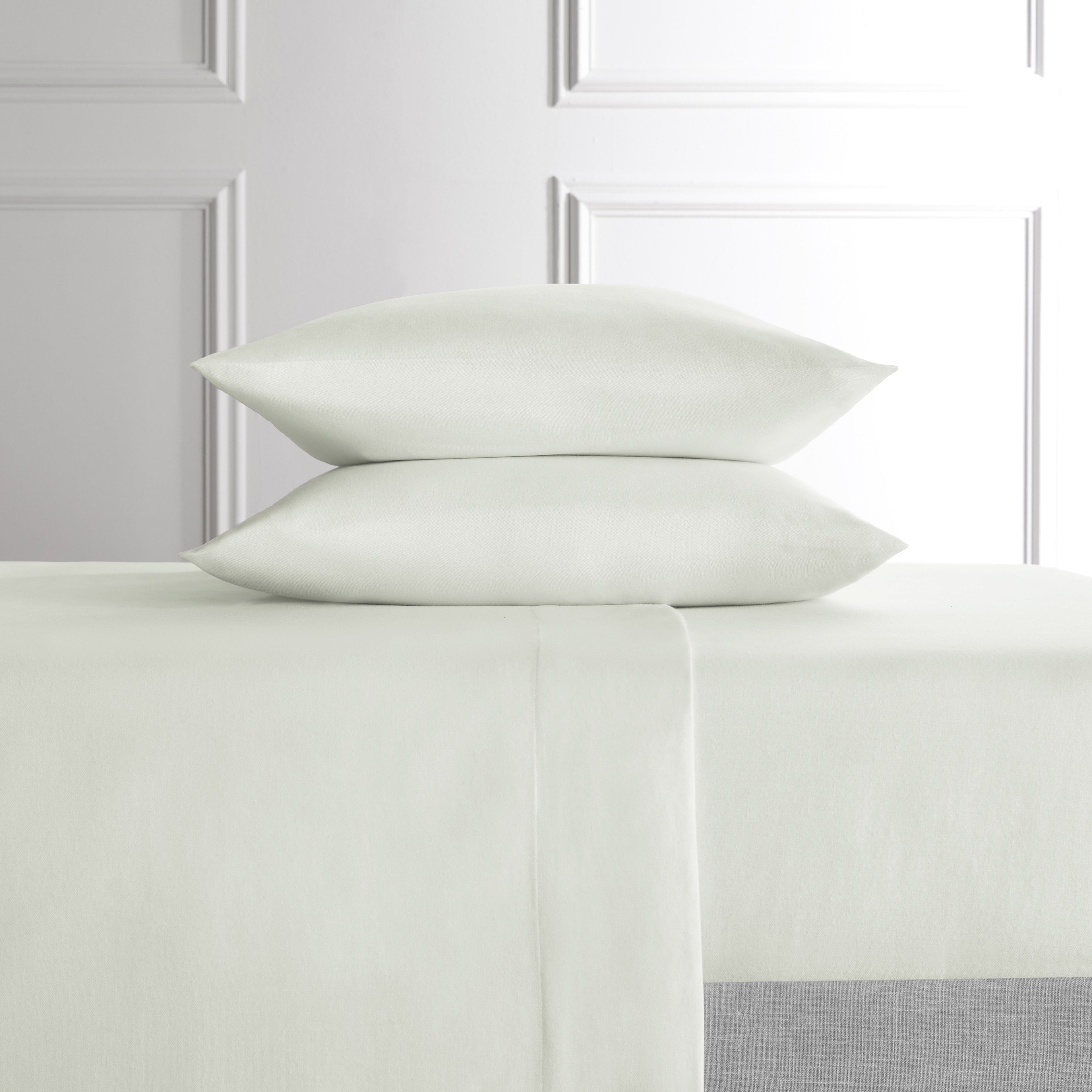 Cooling Sateen 4-Piece White Lyocell & Linen Blend Percale Bed Sheet Set, Queen - Cooling Hotel Quality Bedding Sheets and Pillowcases - Default Title