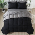 All-Season Queen Size 7 Piece Comforter Set | Bed in a Bag for Unisex Adult | Black/Gray - All-Season Down Alternative Comforter Insert - Default Title