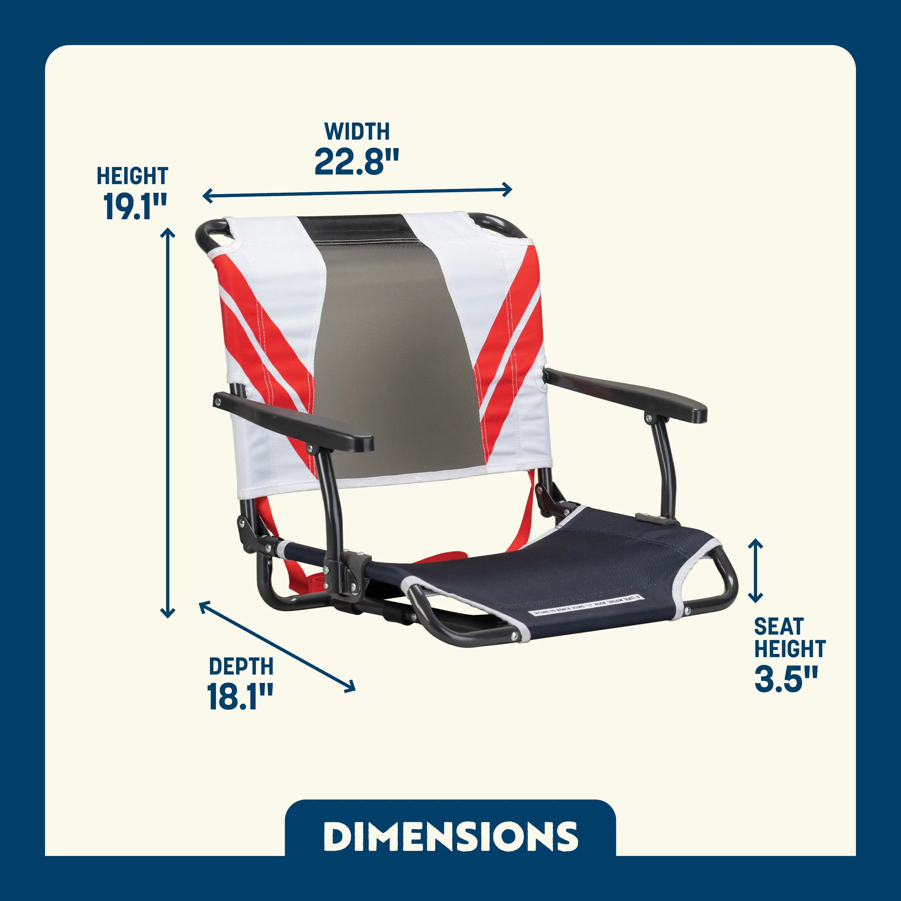 Compact Cushion Big Comfort Stadium Chair with Armrests - Choice 465 - Lightweight Folding Bleacher Chair with Cushioning Detail