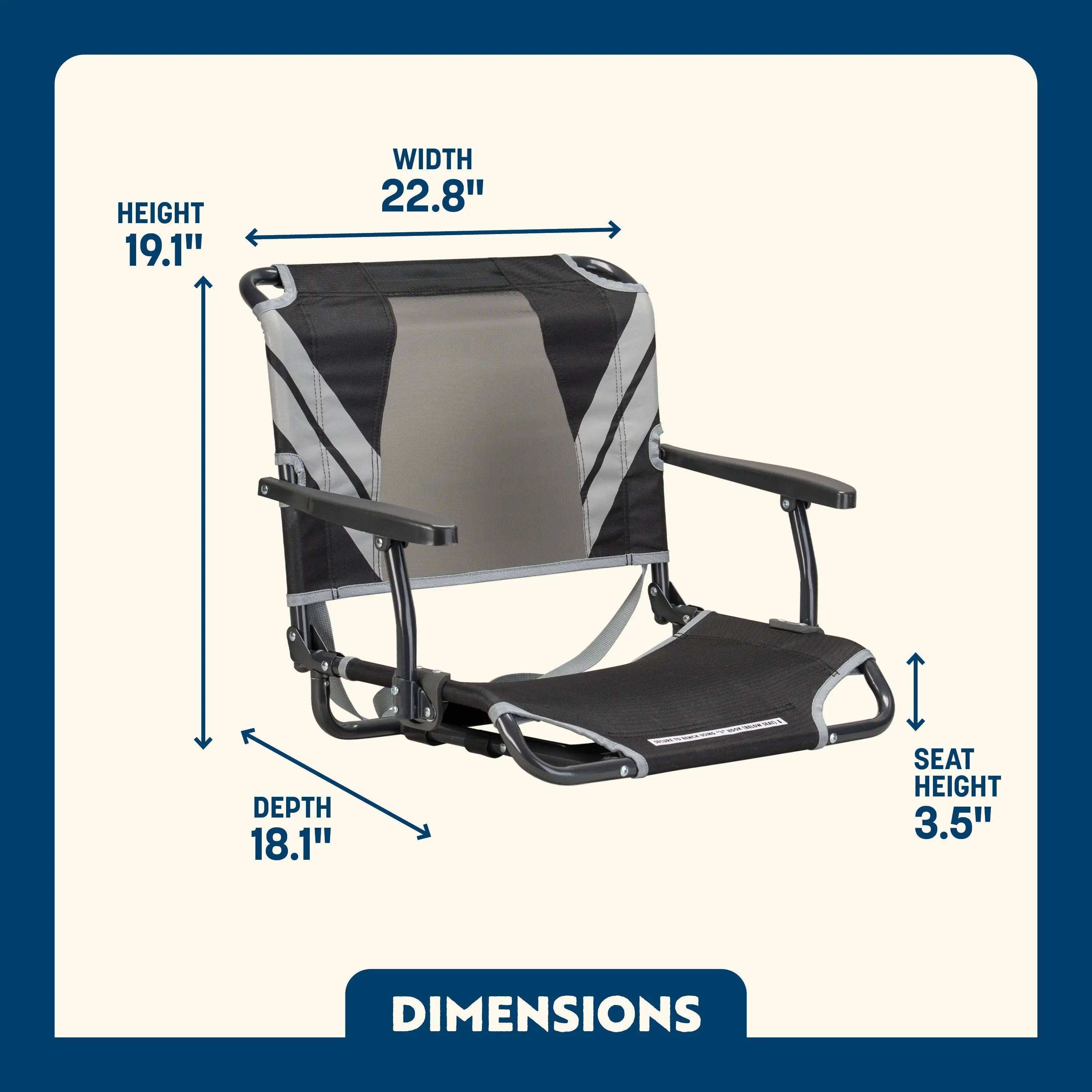 Compact Cushion Big Comfort Stadium Chair with Armrests - Choice 465 - Lightweight Folding Bleacher Chair with Cushioning Detail
