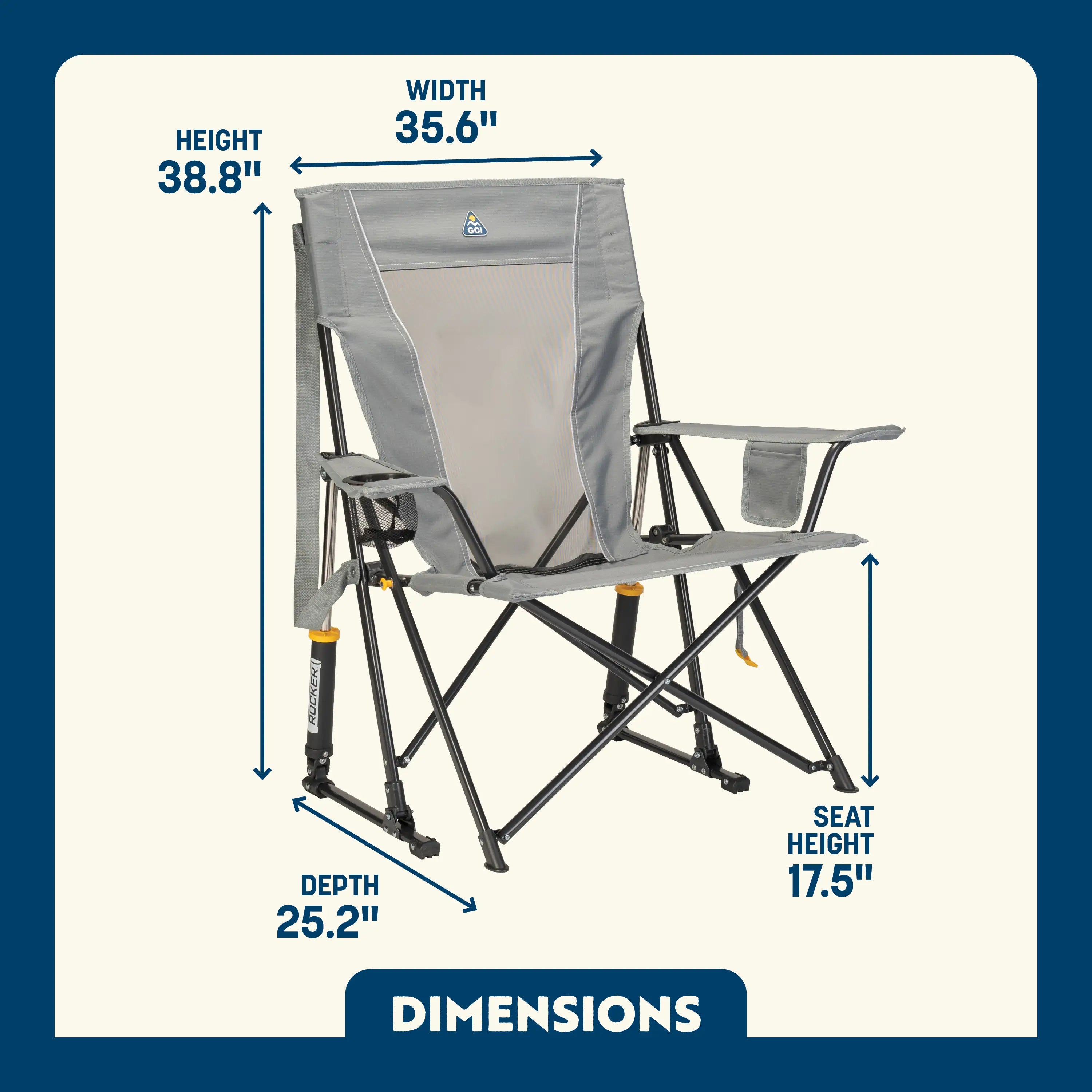 Luxury Camp Comfort Pro Rocker - Choice 375 - Heavy-Duty Kickback Rocker with Beverage Holder Detail