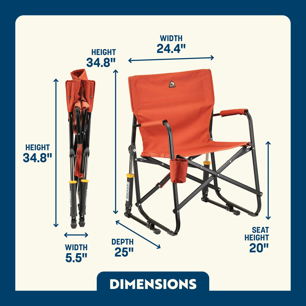 Premium All-Weather Freestyle Rocker - Pumpkin Spice - Choice 373 - Patented Spring-Action Rocking Chair for Camping Detail