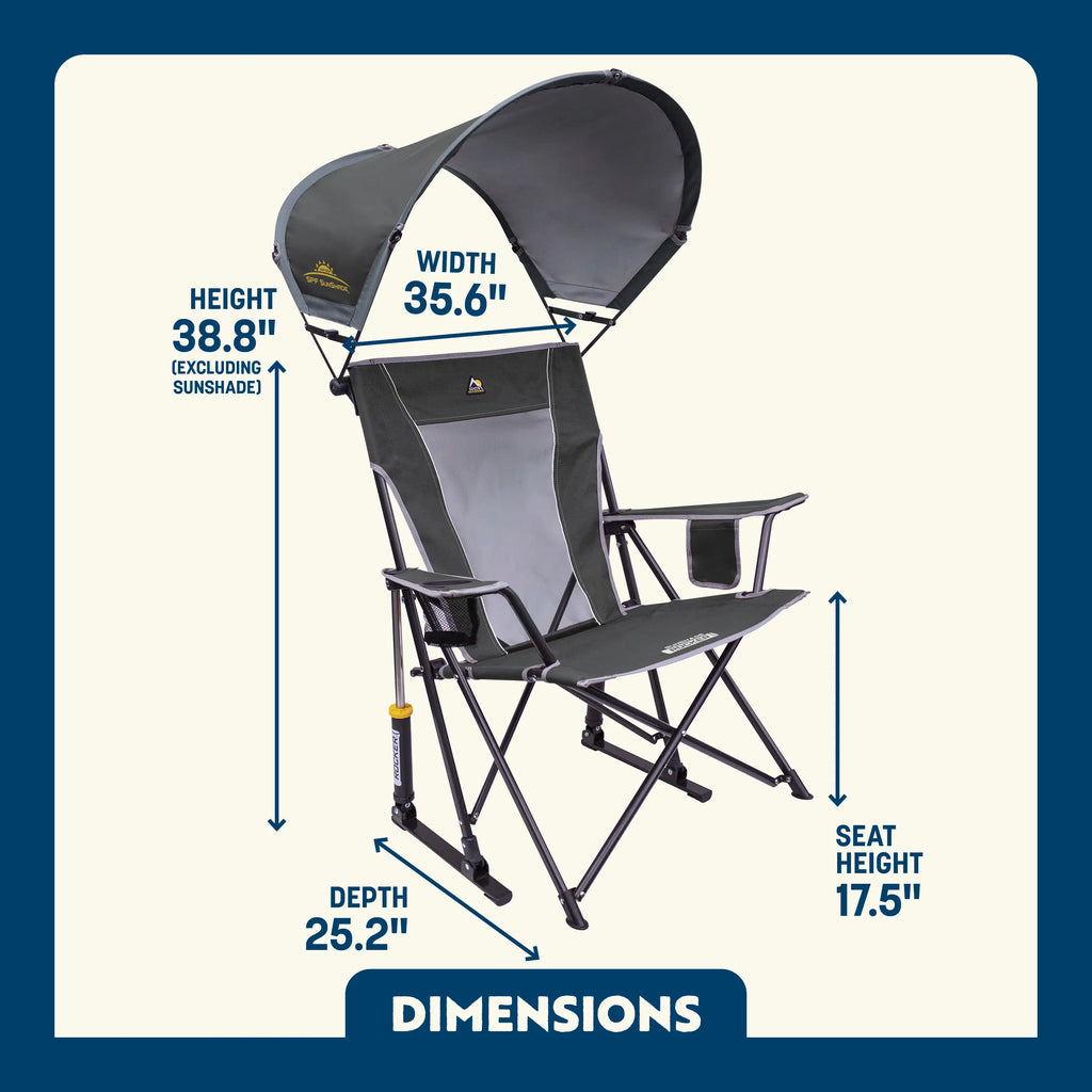 Patented Spring-Action SunShade Rocker - Choice 550 - RoadTrip Rocker Smooth Motion Camp Chair Detail