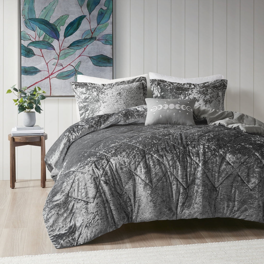 Hypoallergenic Cloud King/Cal King Size Comforter Sets, Velvet Bedding Comforter Set for All Seasons, Grey Bedding Set with Decor Pillow, ... - Hypoallergenic Ultra-Fluffy Quilt for Winter - Default Title