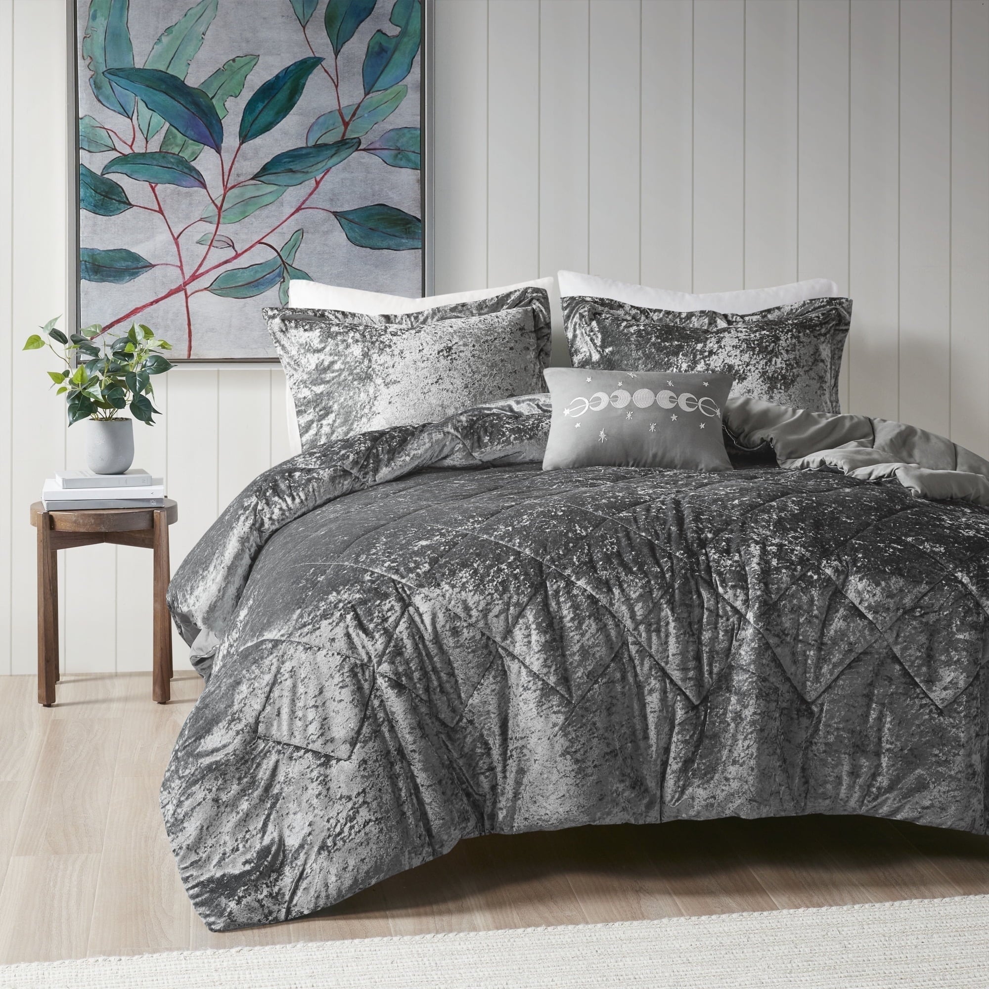 Hypoallergenic Cloud King/Cal King Size Comforter Sets, Velvet Bedding Comforter Set for All Seasons, Grey Bedding Set with Decor Pillow, ... - Hypoallergenic Ultra-Fluffy Quilt for Winter - Default Title