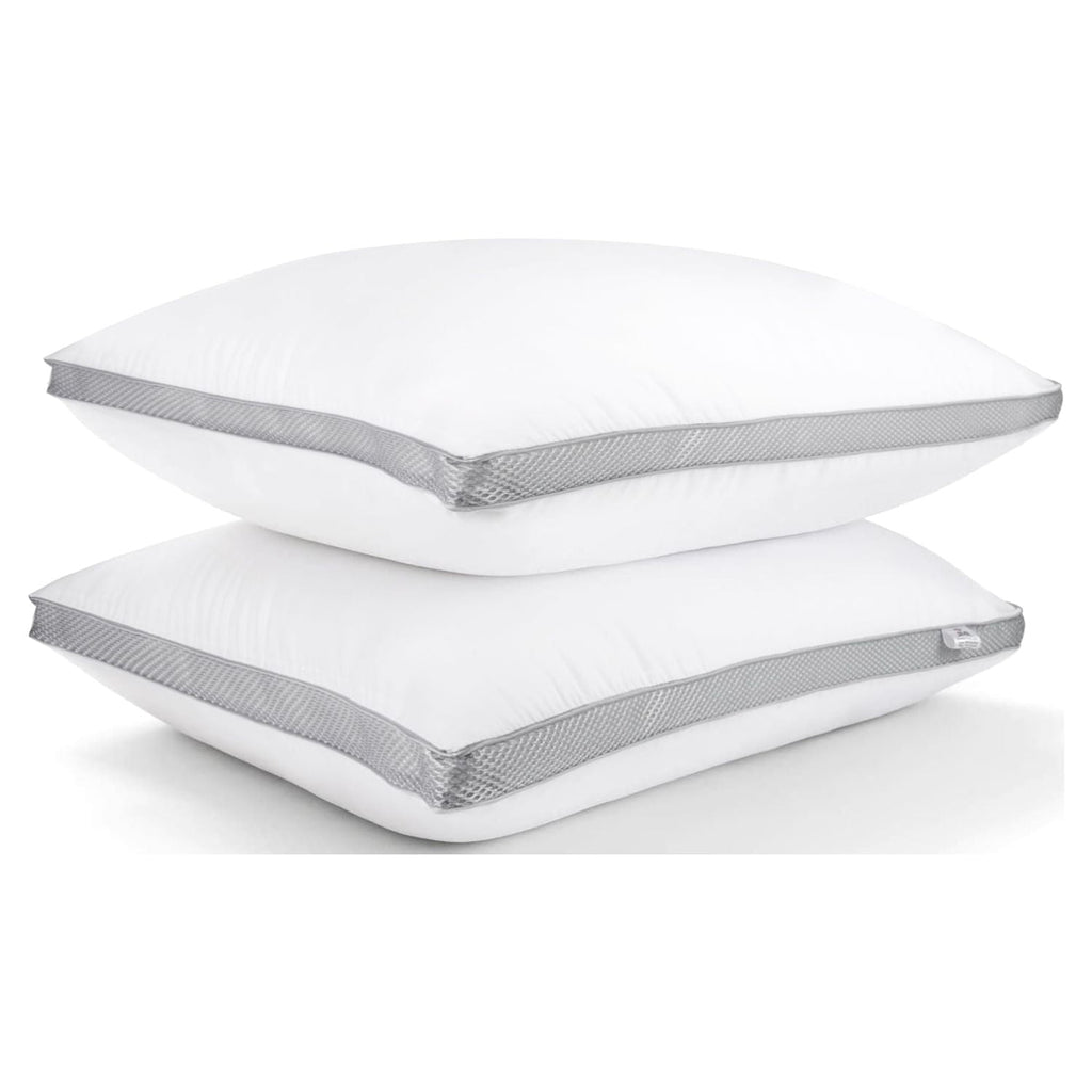 Decorative Plump 2 Pack Cotton Down Alternative Pillows,Queen Size Bed Pillows Gusseted Hypoallergenic - Ergonomic Memory Foam Pillow for Neck Pain Support - Default Title