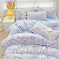 Fluffy Down Alternative 3-Piece Blue Plaid Pink Bows Comforter Full Set , Cute Soft Bedding Set for Kids Adults - Hypoallergenic Ultra-Fluffy Quilt for Winter - Default Title