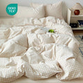 Heavyweight Warmth Soft Beige White Plaid Comforter Twin Sets, 2 Pieces Breathable Plaid Buffalo Checkered Comforter for All Season - All-Season Down Alternative Comforter Insert - Default Title