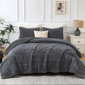 Heavyweight Warmth 3 Piece Fleece Queen Comforter Set - Soft & Warm Fluffy Dark Gray Sherpa Bedding , Fuzzy Heavy Double Sided Design Wi... - Hypoallergenic Ultra-Fluffy Quilt for Winter - Default Title