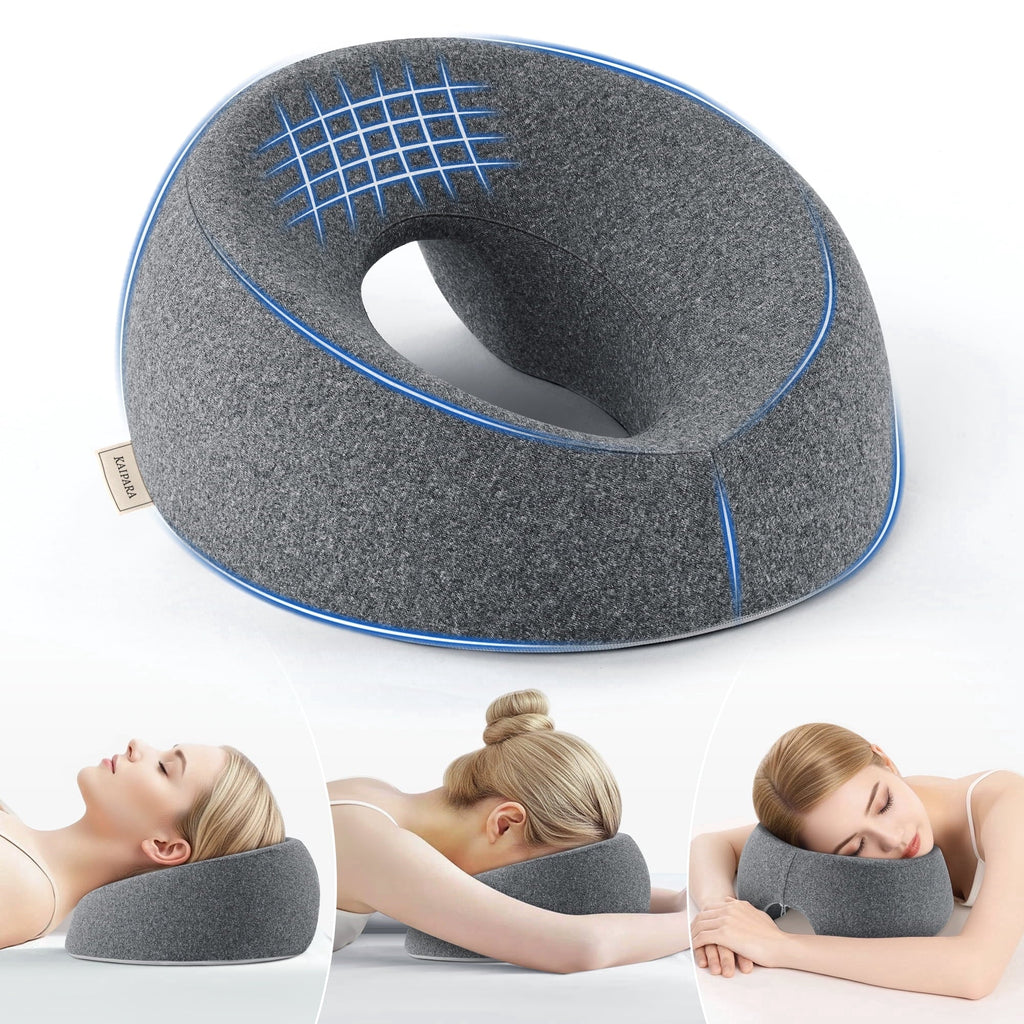 Ergonomic Memory Foam Face Down Pillow Massage Headrest for Bed, Memory Foam Pillow Face Cradle Support for Stomach Sleepers, Eye Post-Surg... - Orthopedic Shredded Foam Bed Pillow Set - Default Title
