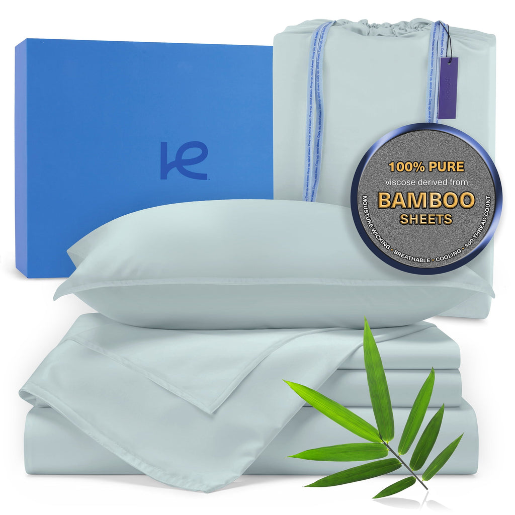 Wrinkle-Resistant Kickoff Viscose Bamboo Sheets Twin Size 3-pc 100% Organic Bamboo Viscose Bed Cooling Sheets Twin Size Set Cool Beddin... - Premium Ultra-Soft Pillowcase Pair for Sleeping - Default Title