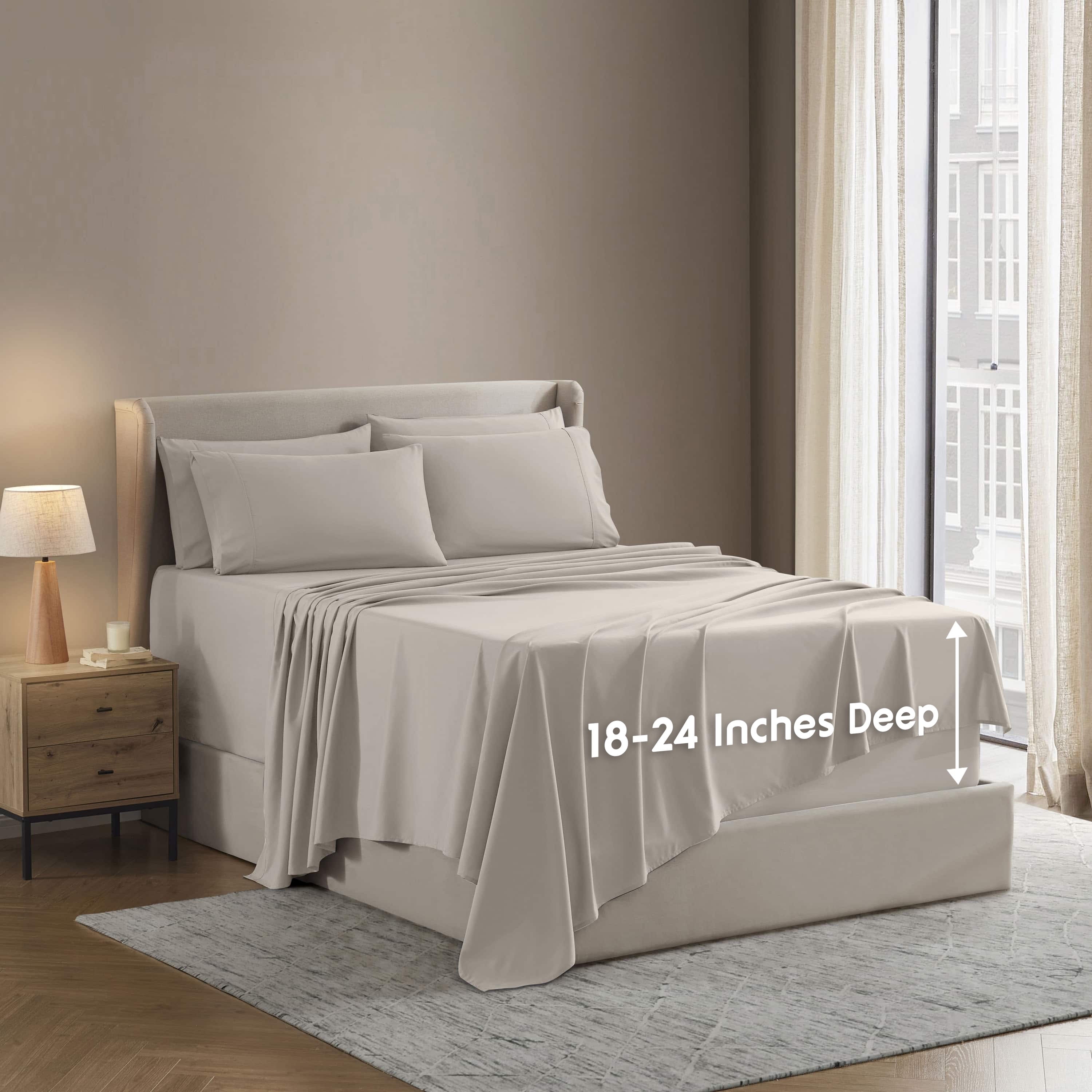 Ultra-Soft Extra Deep Pocket Queen Sheets set, Fits 18"-24" Mattress, 6 Piece Soft Microfiber Bed Sheet Sets, Linen - Breathable Egyptian Cotton Flat & Fitted Sheets - Default Title