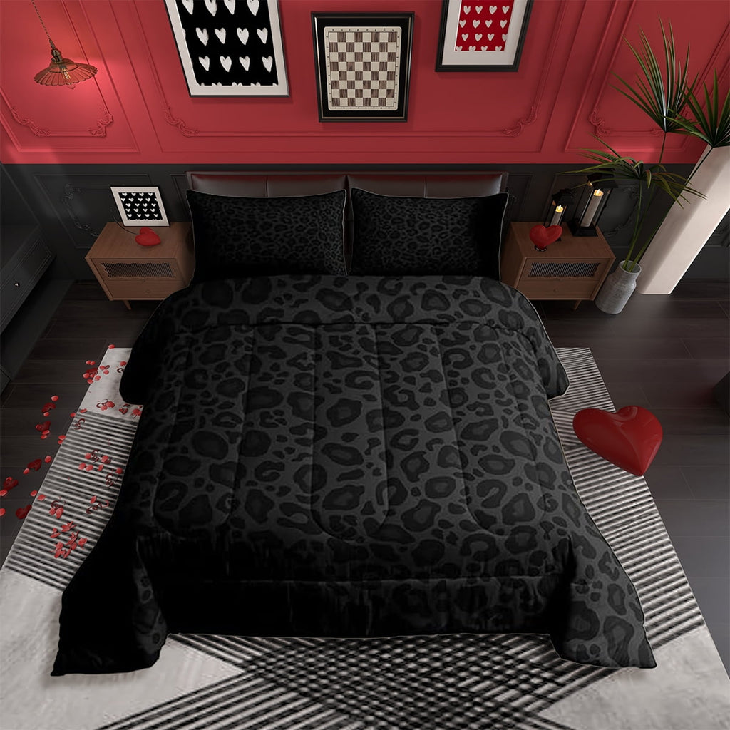 All-Season Leopard Print Comforter Set Full Size,Abstract Cheetah Texture Bedding Set,Women Room Decor,Rustic Farmhouse Retro Do... - Hypoallergenic Ultra-Fluffy Quilt for Winter - Default Title