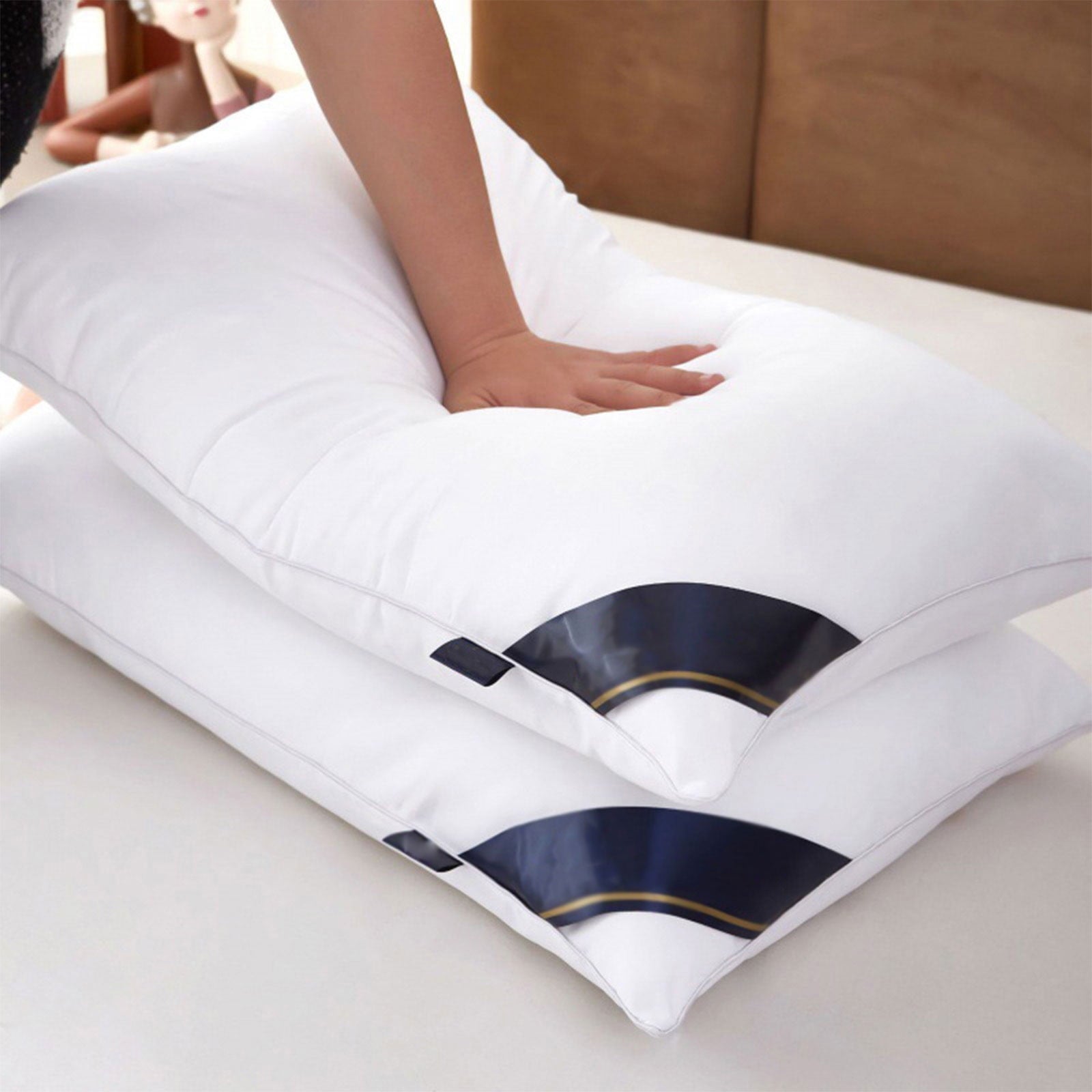 Decorative Plump 2Pcs Soft Feather Velvet Down Pillow Standard Size, Hotel-grade Feather Pillow for Sleeping, Skin-friendly Cotton Fab... - Decorative Throw Pillow Cushion for Sofa & Bed - Default Title