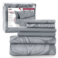 Wrinkle-Resistant 6-Piece Bed Sheet Set, Deep Pocket Queen Sheets Up to 16 Inch, 1 Flat Sheet , 1 Fitted Sheet & 4 Pillowcases (Queen, ... - Breathable Egyptian Cotton Flat & Fitted Sheets - Default Title