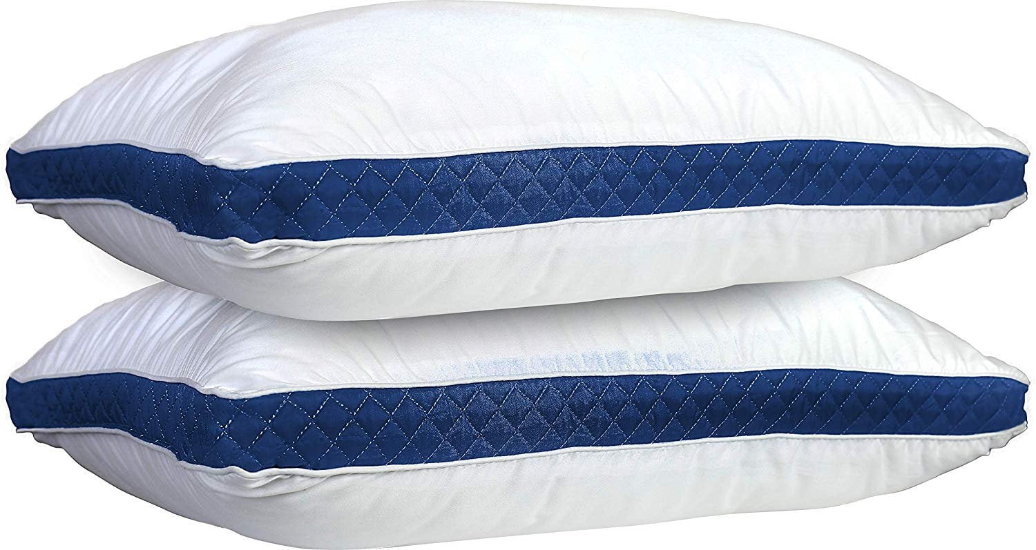 Orthopedic Support Gusseted Quilted Bed Pillows - Set of 2 Premium Bed Pillows for Side Sleepers and Back Sleepers - 2 Pack (King Size, Na - Orthopedic Shredded Foam Bed Pillow Set - Default Title