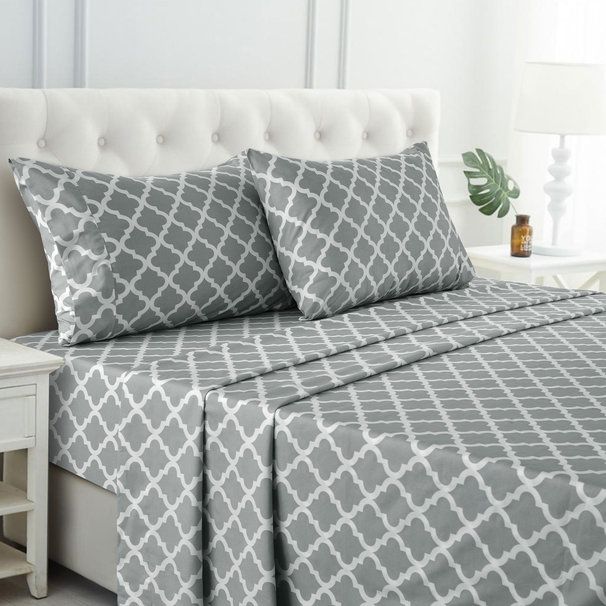 Ultra-Soft King Size Bed Sheets Set, ury 4 Piece Microfiber Deep Pocket Fitted Sheet, Flat Sheet & Pillowcases Bedding Sheets Se... - Cooling Hotel Quality Bedding Sheets and Pillowcases - Default Title