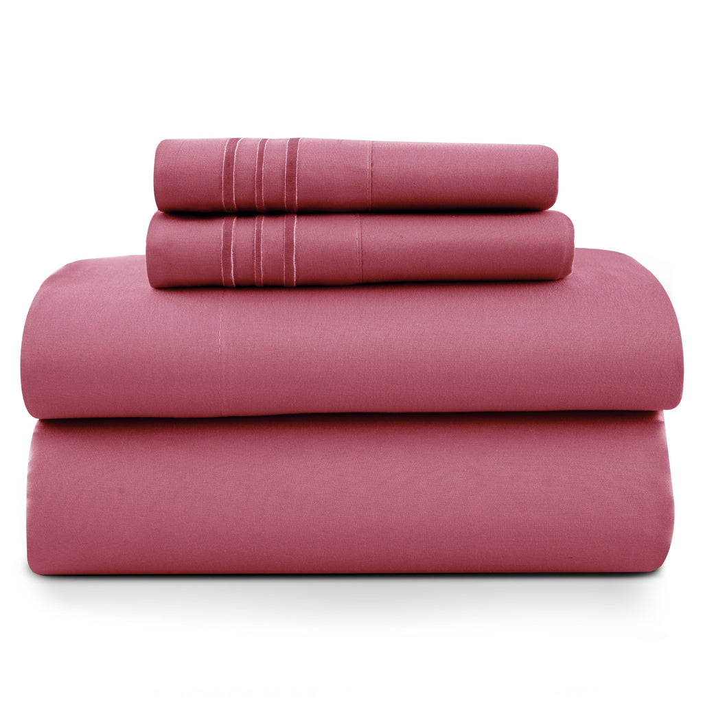 Premium Egyptian Cotton Size Sheet Set, 4-Piece Plain Soft Microfiber – Deep Pocket Bed Sheets, Includes 1 Fitted Sheet, 1 Flat Sheet, 2 Pill... - Premium Ultra-Soft Pillowcase Pair for Sleeping - Default Title