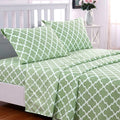 Wrinkle-Resistant Quatrefoil Bed Sheet Set (King, Sage/White) 4 Piece Deep Pocket 1800 Series Microfiber Bed Sheet Set Contains 1 Fitte... - Breathable Egyptian Cotton Flat & Fitted Sheets - Default Title